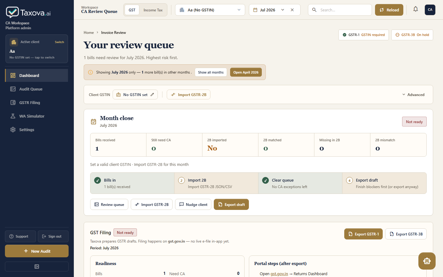 Full CA dashboard overview