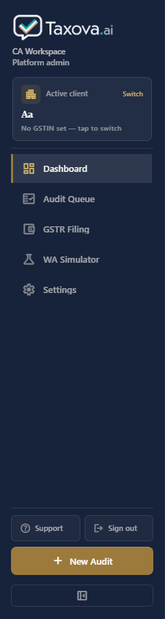 CA dashboard sidebar